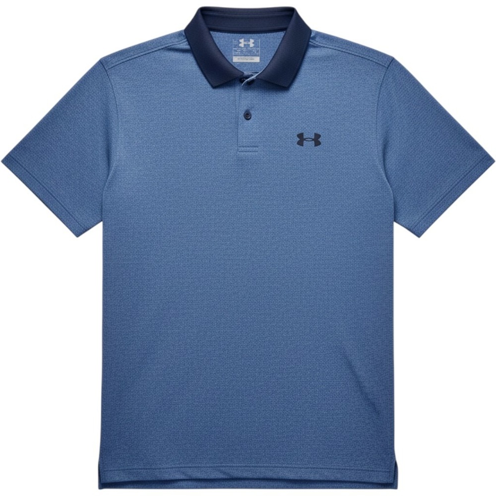 Under Armour Mens ISO Chill Polo Shirt 2XL Blue Pebbled Textured Loose Fit Golf